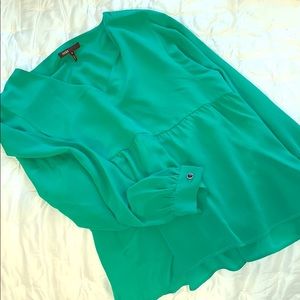 Maje 100% silk green peplum shirt